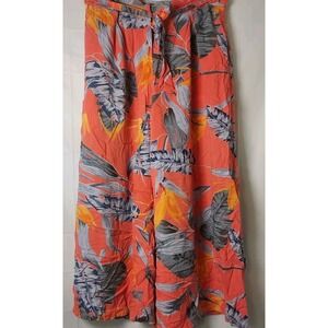 Patrons Of Peace Wide Leg Pants Womens‎ Large Coral Floral Tropical Rayon Beachy